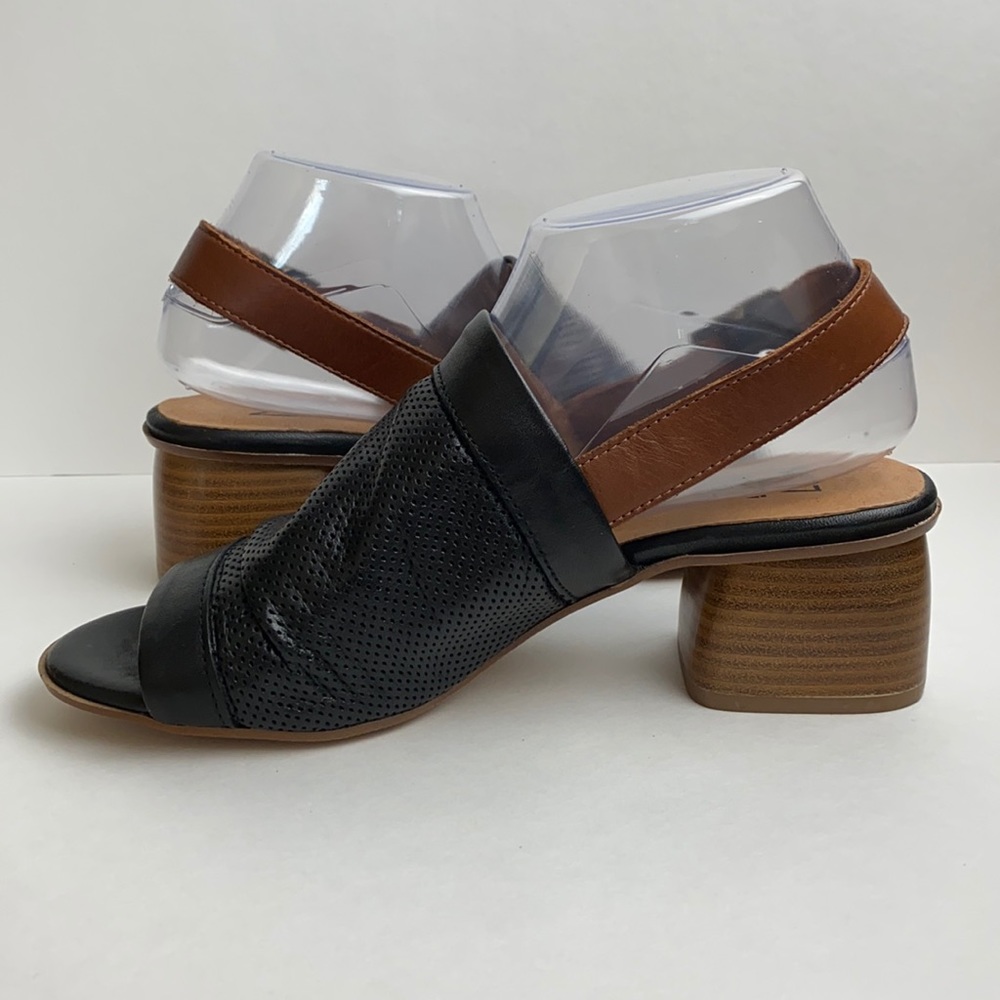 Size EU 42 Black Miz Mooz Leather Slingback Heeled Sandals - Picture 3 of 9
